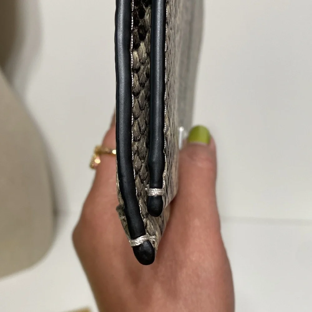 Tory Burch Carmen Embossed Clutch in Natural Snake